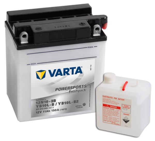 VARTA Powersports freshpack 12N10-3B Motorcycle Battery YB10L-B YB10L-B2 511013009 12V 11 Ah 150A