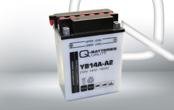 Q-Batteries YB14A-A2 Motorcycle Battery 12V 14Ah Zuur