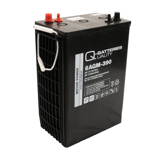 Q-Batteries 6AGM-390 Tractiebatterij 6V 331Ah (5u) 390 Ah (20u). onderhoudsvrije AGM batterij VRLA