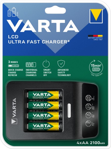 Plasticiteit Miles aftrekken Varta Ladegerät 2100mAh LCD Ultra Fast Charger+ inkl. 4x AA 56706 |  Online-Accu.nl