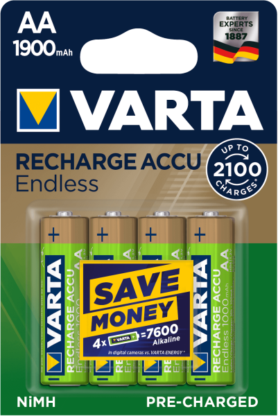 VARTA Recharge accu endless oplaadbare AA batterij 1900mAh NiMH (4 blisterverpakking)