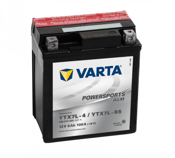 VARTA Powersports AGM Motorfietsaccu YTX7L-BS 506014005 12V 6 Ah 100A