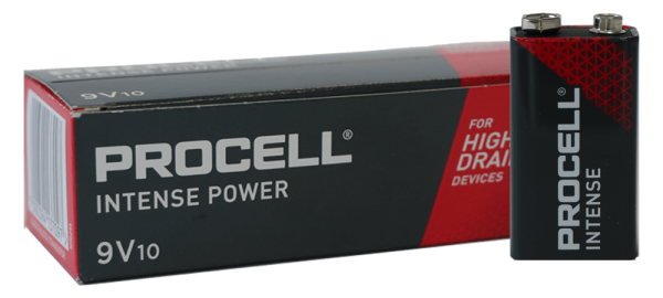 Duracell Procell Alkaline Intense Power 6LR61 9V Block MN 1604. 1.5V 10 st. (Box)