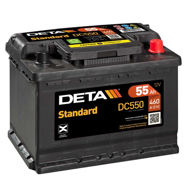 DETA DC550 Standard 12V 55Ah 460A Autobatterie
