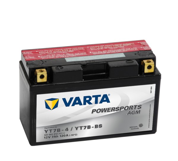 VARTA Powersports AGM YT7B-4 Motorfietsaccu YT7B-BS 507901012 12V 7 Ah 120A