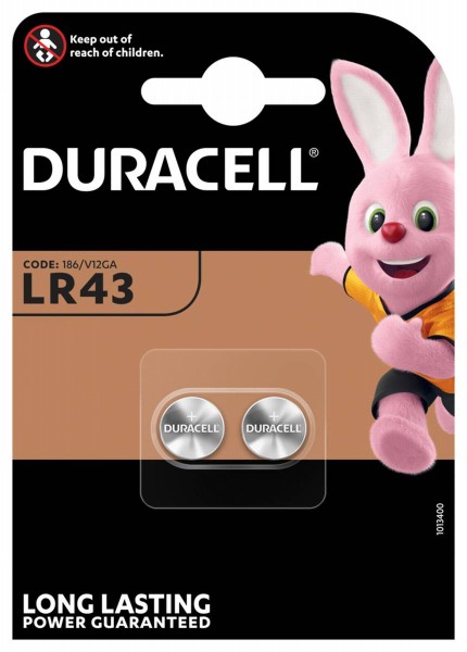 Duracell Knoopcel batterij LR43 2stuk(s) 1.5V 0.076Ah