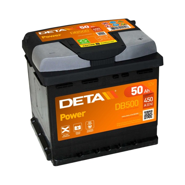 DETA DB500 Power 12V 50Ah 450A auto accu