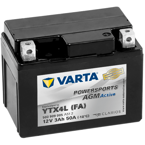 Varta MC YTX4L-4 Factory Activated 12V 3Ah AGM