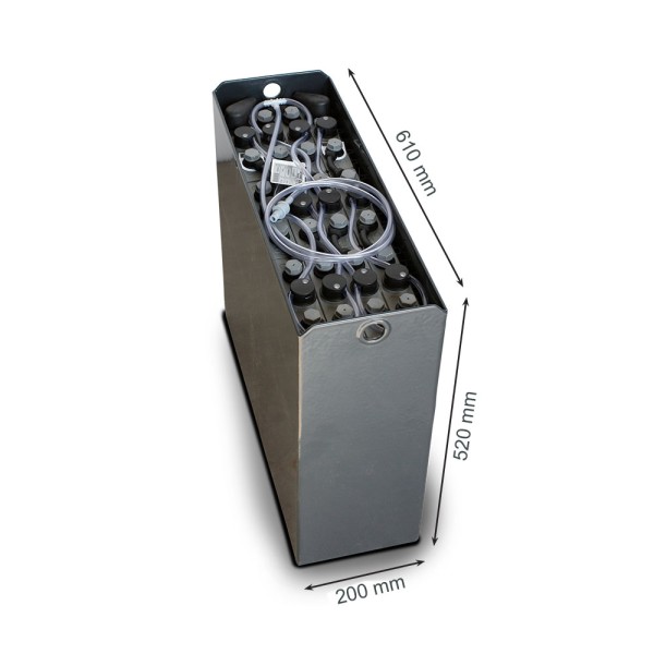 Q-Batteries 24V vorkheftruck accu 2 PzS 180 Ah (610 * 200 * 520 mm L/W/H) caja de acero 57004144 inc