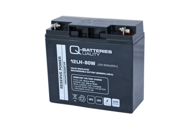 Q-Batteries 12LH-80W LH 12V 20Ah AGM