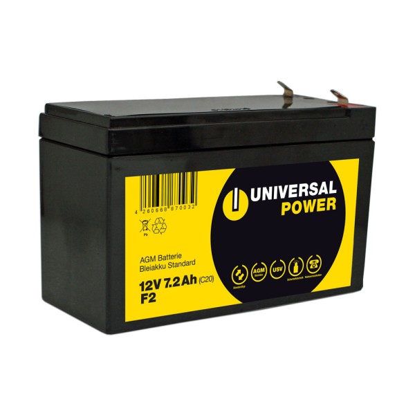Universal Power UPS12-7.2 F2 UPS 12V 7.2Ah AGM