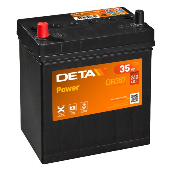 Verdrag Vrijgekomen ophouden DETA DB357 Power 12V 35Ah 240A auto accu | Startaccu | Boot | Batterijen  voor... | Online-Accu.nl