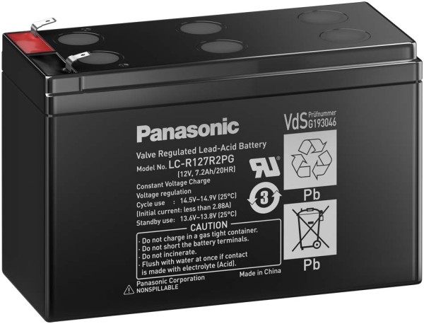Panasonic LC-R127R2PG1 12V 7.2 Ah loodaccu AGM met VdS