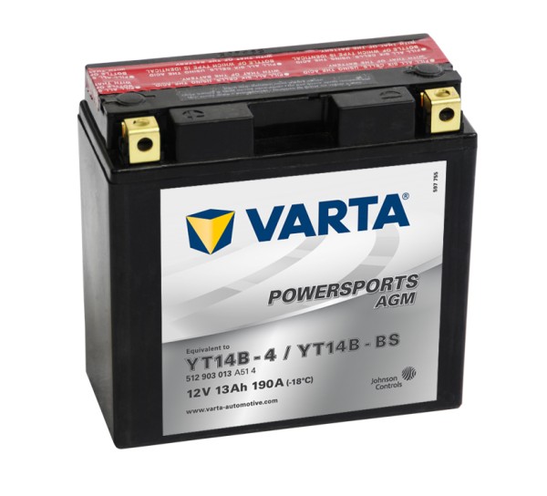 VARTA Powersports AGM YT14B-4 Motorfietsaccu YT14B-BS 512903013 12V 13 Ah 190A