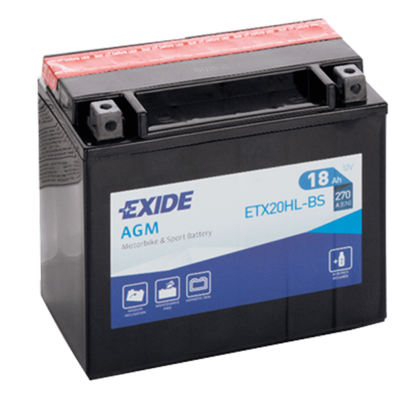 Exide ETX20HL-BS Bike AGM Motorradbatterie 12V 18Ah 270A