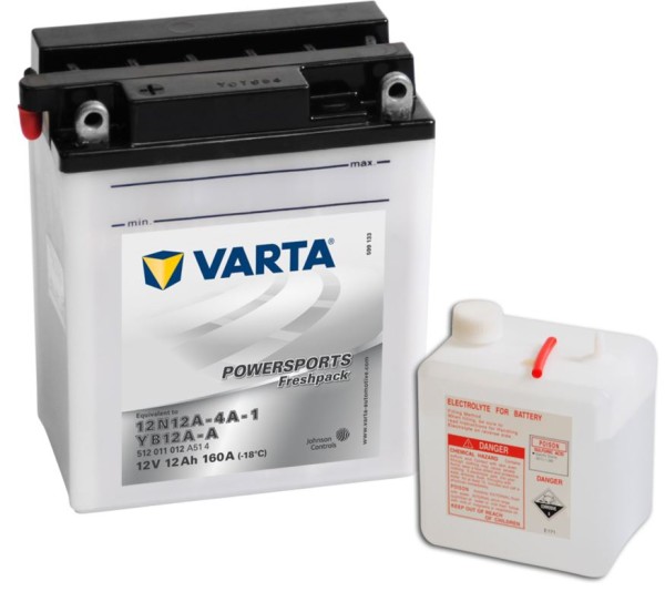 VARTA Powersports Freshpack 12N12A-4A-1 Motorcycle Battery YB12A-A 512011012 12V 12 Ah 160A