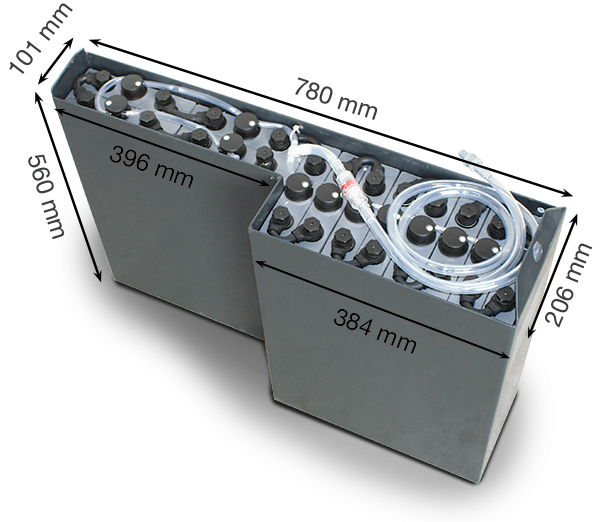 Q-Batteries 24V vorkheftruck accu 2 PzS 180 Ah (780 * 206 * 560 mm L/W/H) caja de acero 57284045 inc