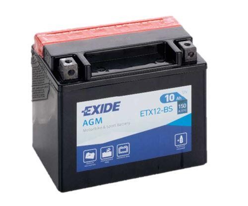 Exide ETX12-BS Bike AGM Motorradbatterie 12V 10Ah 150A DIN 51012 gefüllt