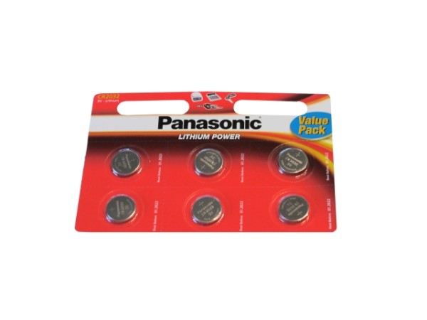 Panasonic Knoopcel batterij CR 2032 6stuk(s) 3V 0.225Ah
