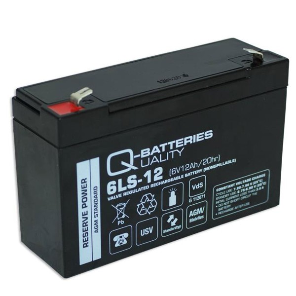 Q-Batteries 6LS-12 LS 6V 12Ah AGM