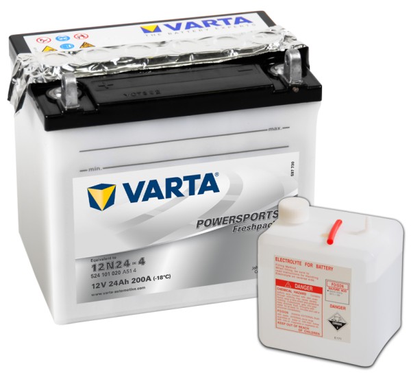 VARTA Powersports freshpack 12N24-4 Motorcycle Battery 524101020 12V 24 Ah 200A
