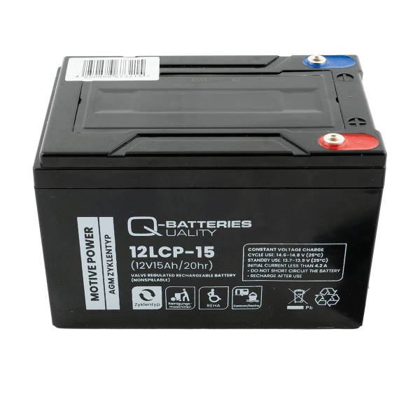 Q-Batteries 12LCP-15 LCP 12V 15Ah AGM