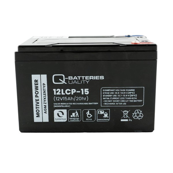 Q-Batteries 12LCP-15 LCP 12V 15Ah AGM