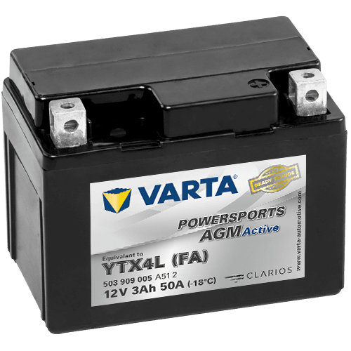 Varta MC YTX4L-4 Factory Activated 12V 3Ah AGM