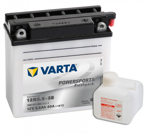 VARTA Powersports Freshpack 12N5.5-3B Motorfiets accu 12N5.5-3B 506011004 12V 5.5 Ah 55A