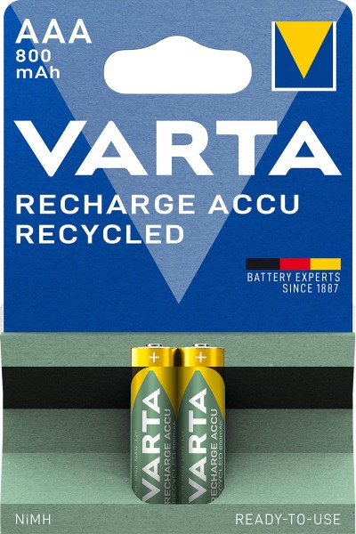 VARTA AAA 800mAh batterij opladen Gerecycleerde NiMH (2 blister)