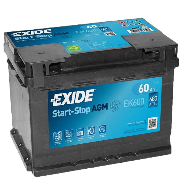Exide EK600 Start-Stop 12V 60Ah AGM